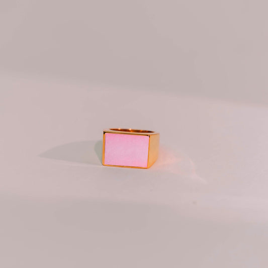 Flamingo Rose Stone Signet